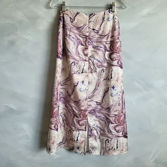 NWT SCOTCH & SODA Satin Feel Knotted Marble Midi Skirt Size XS - Picture 8 of 15